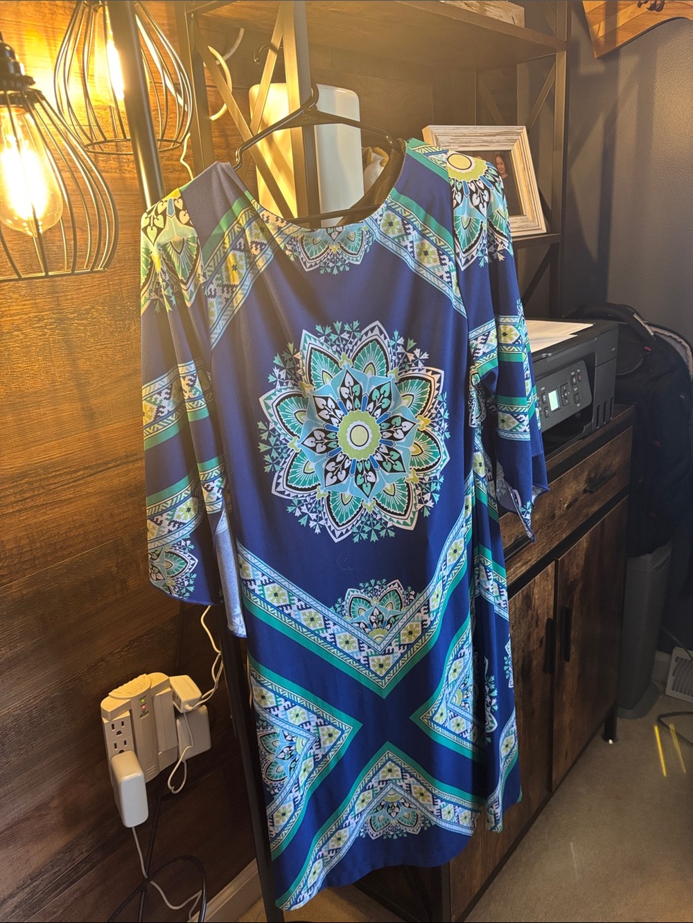 Carole Little Navy Blue Medallion Midi Dress